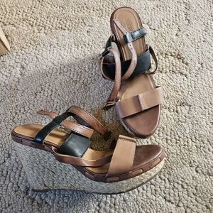 Viktor & Rolf Black and Brown Wedge Sandals